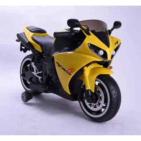 R1 Kids Electric Sports Ride on Bike with Training Wheels | Realistic Working LED Headlights