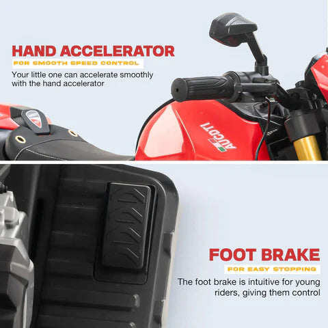 12V Kids Electric Motorcycle Bike with Training Wheels, Music & LED Lights – Ride-On Battery Bike for Boys & Girls Age 2–10 | Ducati Style