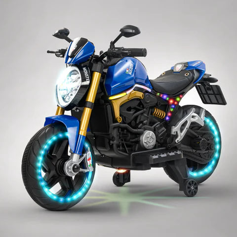 12V Kids Electric Motorcycle Bike with Training Wheels, Music & LED Lights – Ride-On Battery Bike for Boys & Girls Age 2–10 | Ducati Style