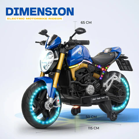 12V Kids Electric Motorcycle Bike with Training Wheels, Music & LED Lights – Ride-On Battery Bike for Boys & Girls Age 2–10 | Ducati Style