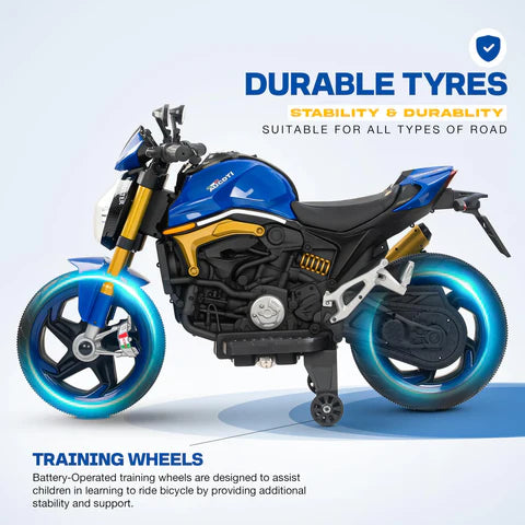 12V Kids Electric Motorcycle Bike with Training Wheels, Music & LED Lights – Ride-On Battery Bike for Boys & Girls Age 2–10 | Ducati Style