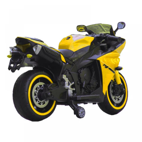 R1 Kids Electric Sports Ride on Bike with Training Wheels | Realistic Working LED Headlights