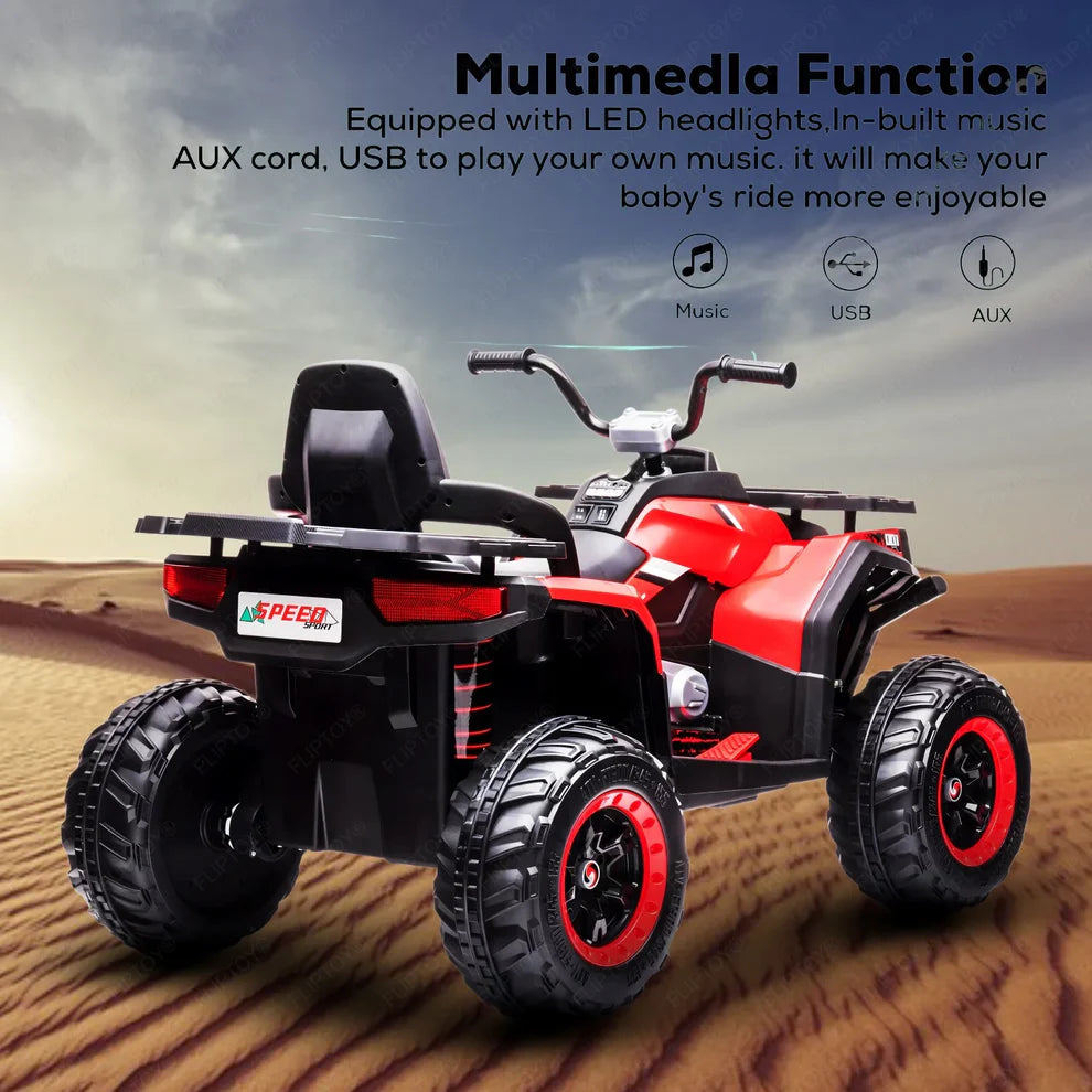 Adventura ATV 12V Rechargeable Battery-Operated Ride on Bike for Kids Bike with Light, USB, Music. with -Rubber tires