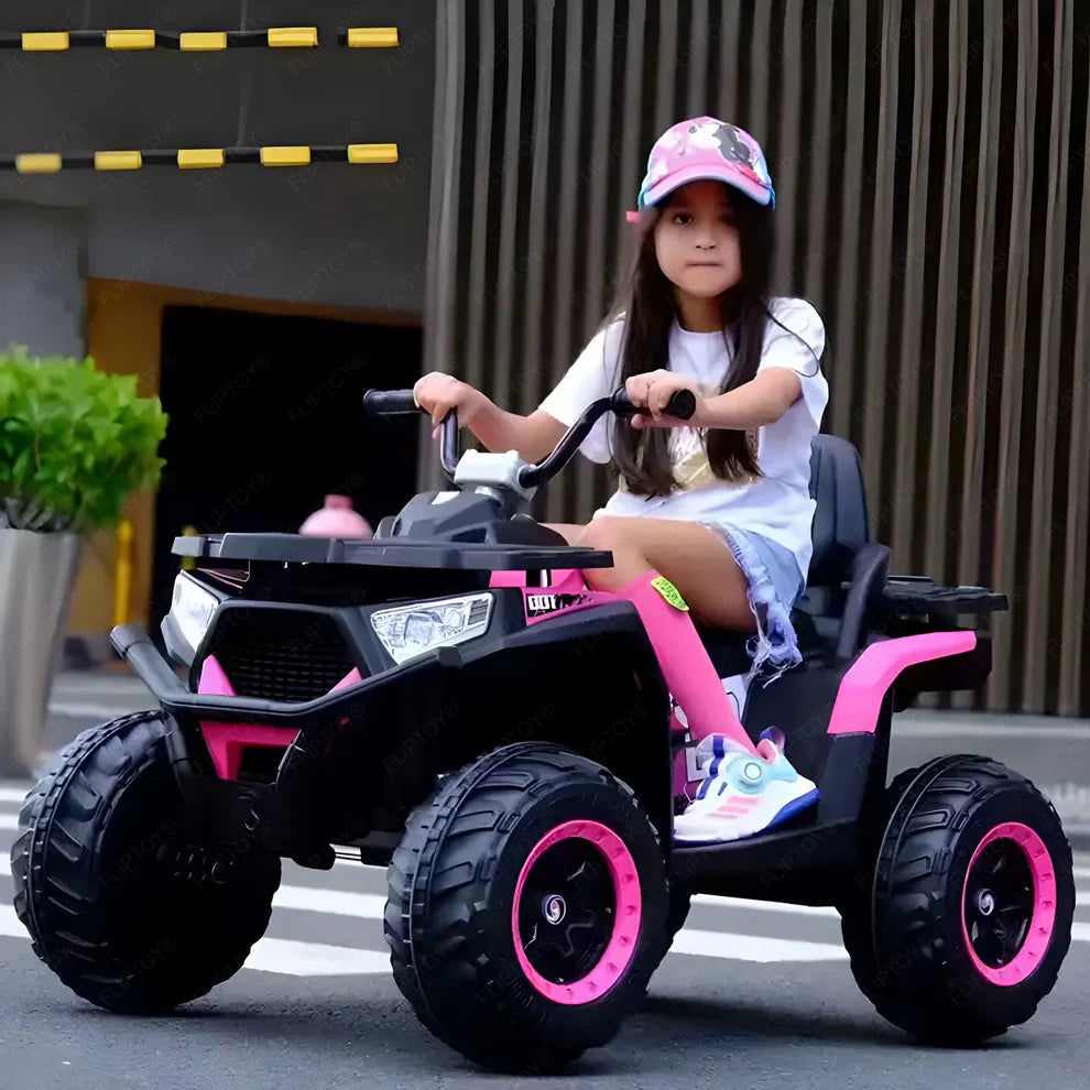 Adventura ATV 12V Rechargeable Battery-Operated Ride on Bike for Kids Bike with Light, USB, Music. with -Rubber tires