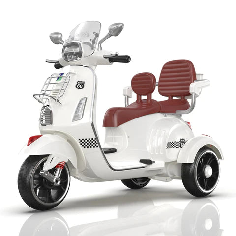 Dual Seater Vespa Ride-On 12V scooter with 3 Wheels Power for Children